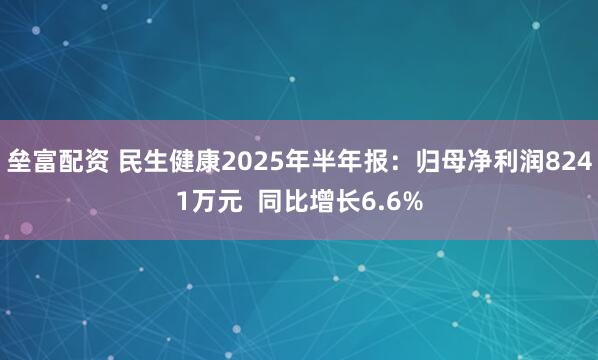 垒富配资 民生健康2025年半年报：归母净利润8241万元  同比增长6.6%